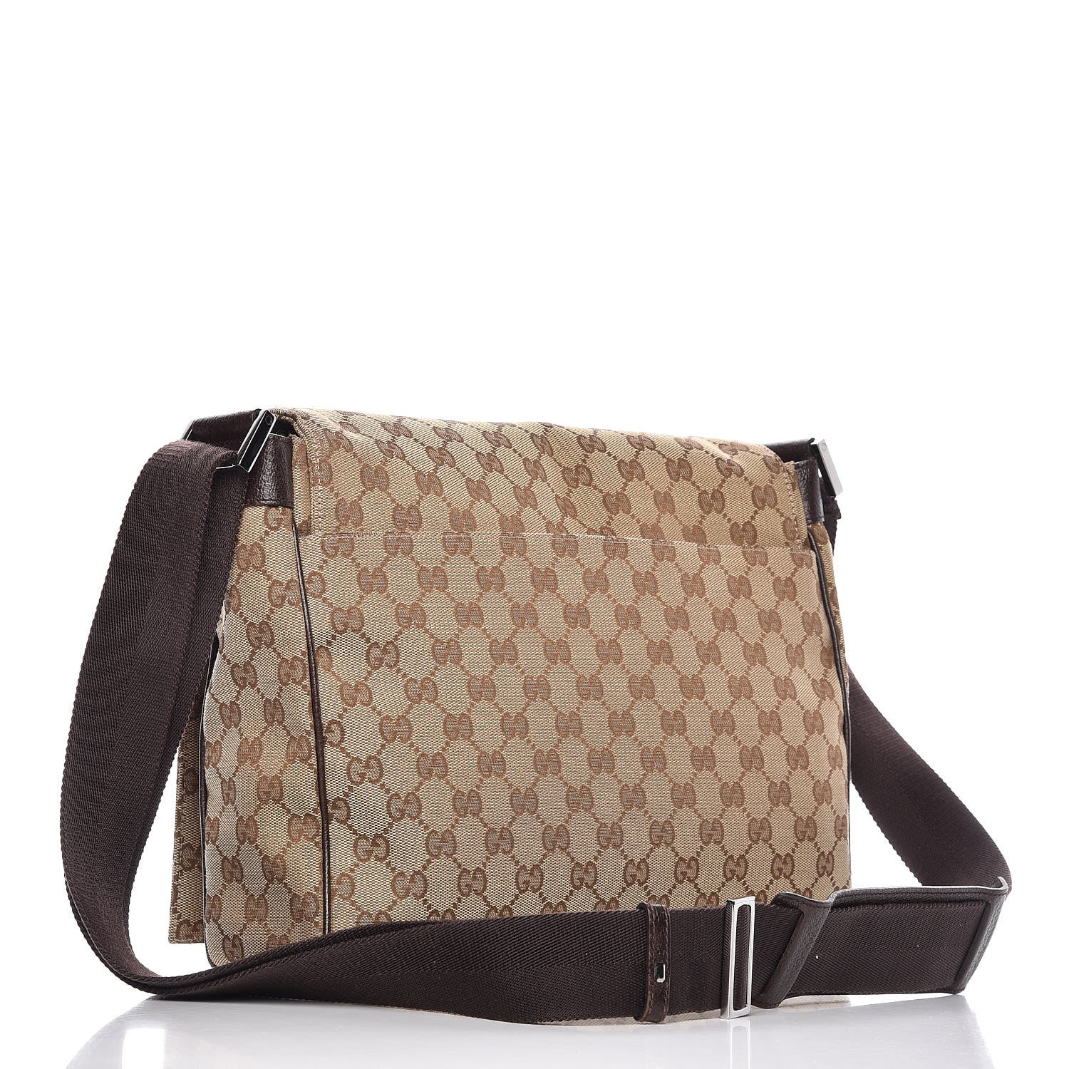 Gucci Monogram Small Flap Messenger Bag Beige Dark Brown 3 of 11