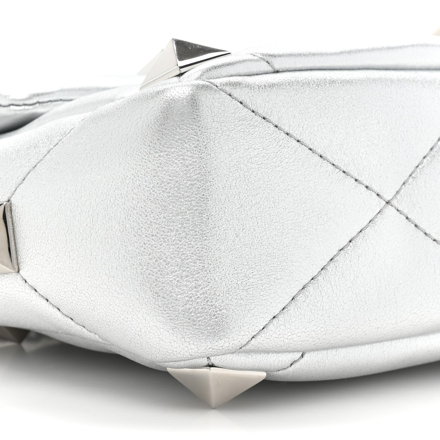 Nappa Medium Roman Stud Shoulder Bag Silver