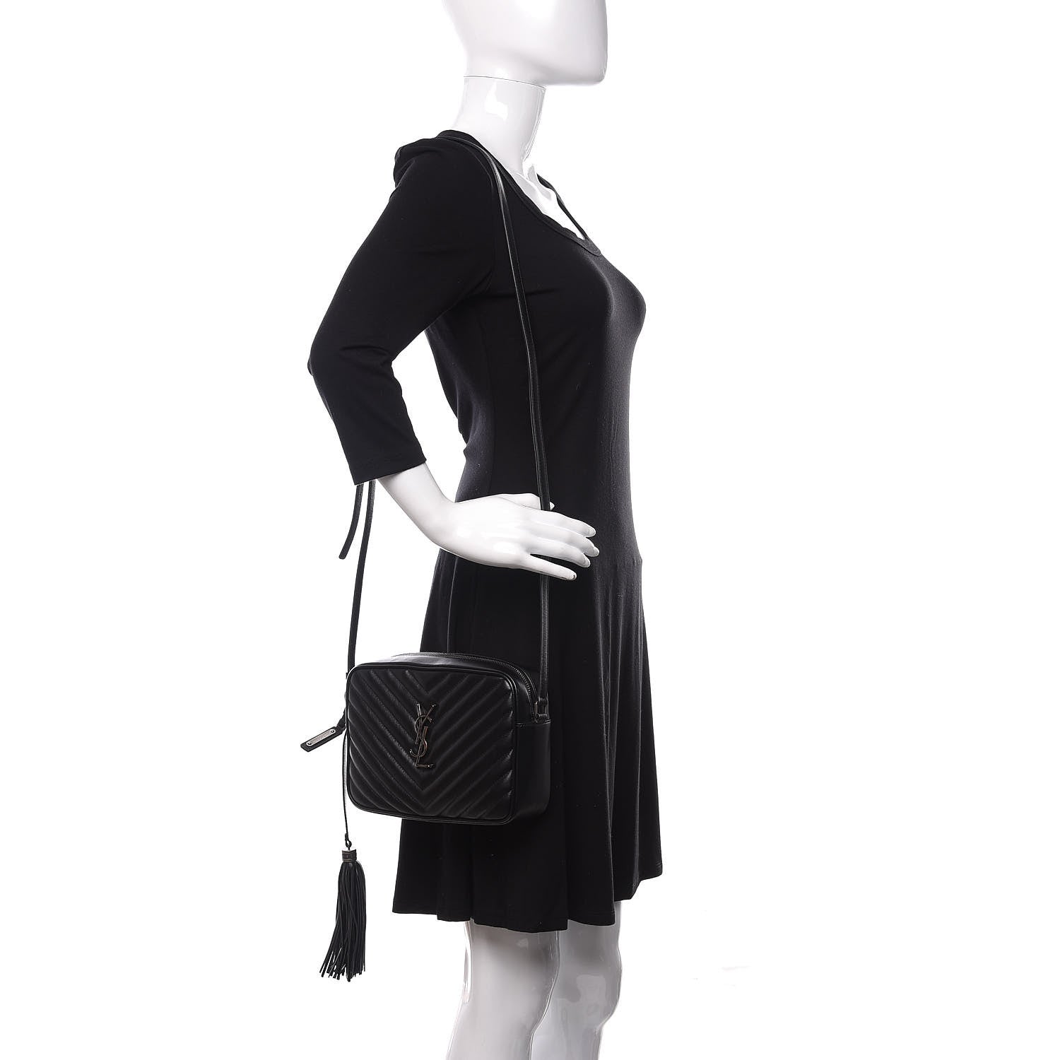 Saint Laurent Calfskin Matelasse Monogram Lou Camera Bag Black 2 of 10
