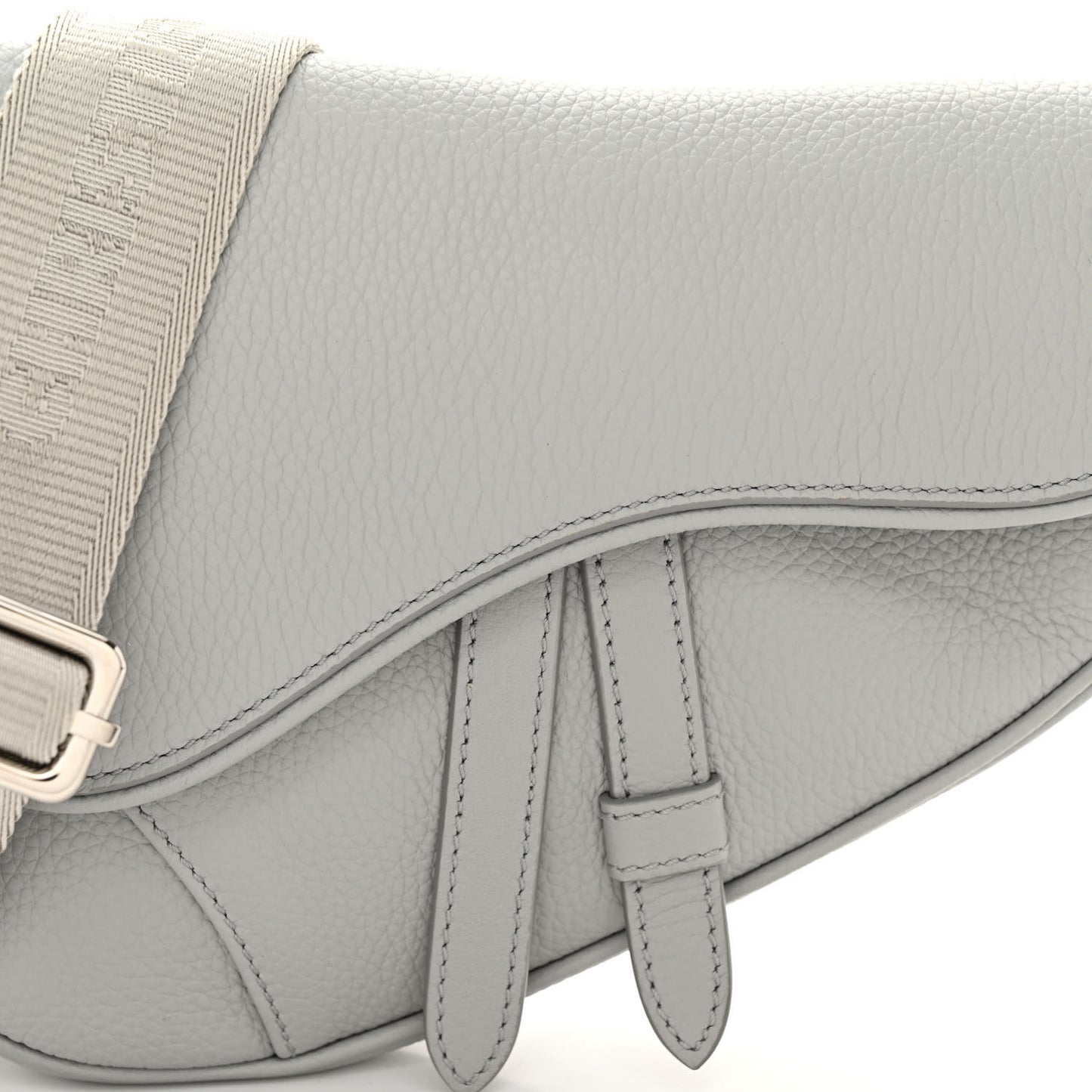 Grained Calfskin Mens Mini Saddle Bag Gray