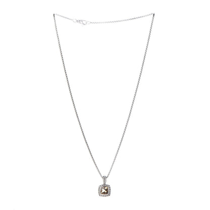 David Yurman Sterling Silver Diamond Citrine 7mm Petite Albion Pendant Necklace 3 of 6