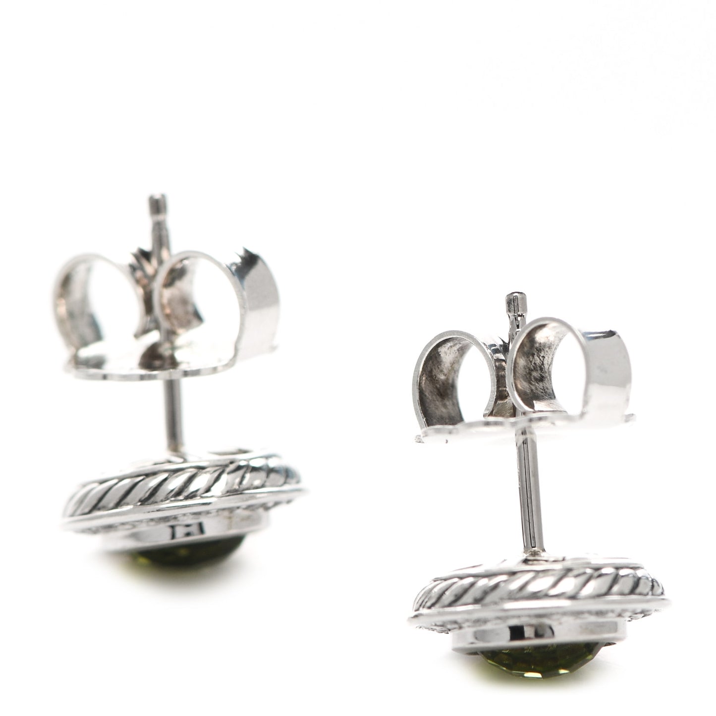 Sterling Silver Diamond Peridot 8mm Cerise Earrings
