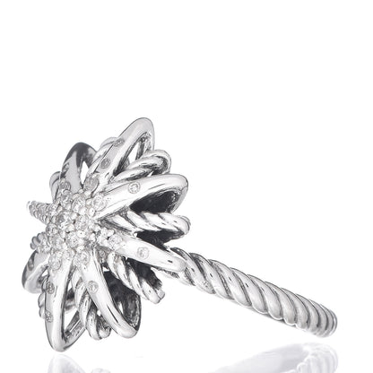 David Yurman Sterling Silver Diamond 16mm Starburst Ring 51 5.75 3 of 5