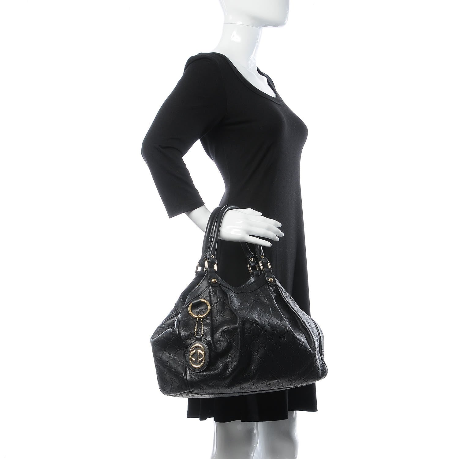 Gucci Guccissima Medium Sukey Tote Black 2 of 12