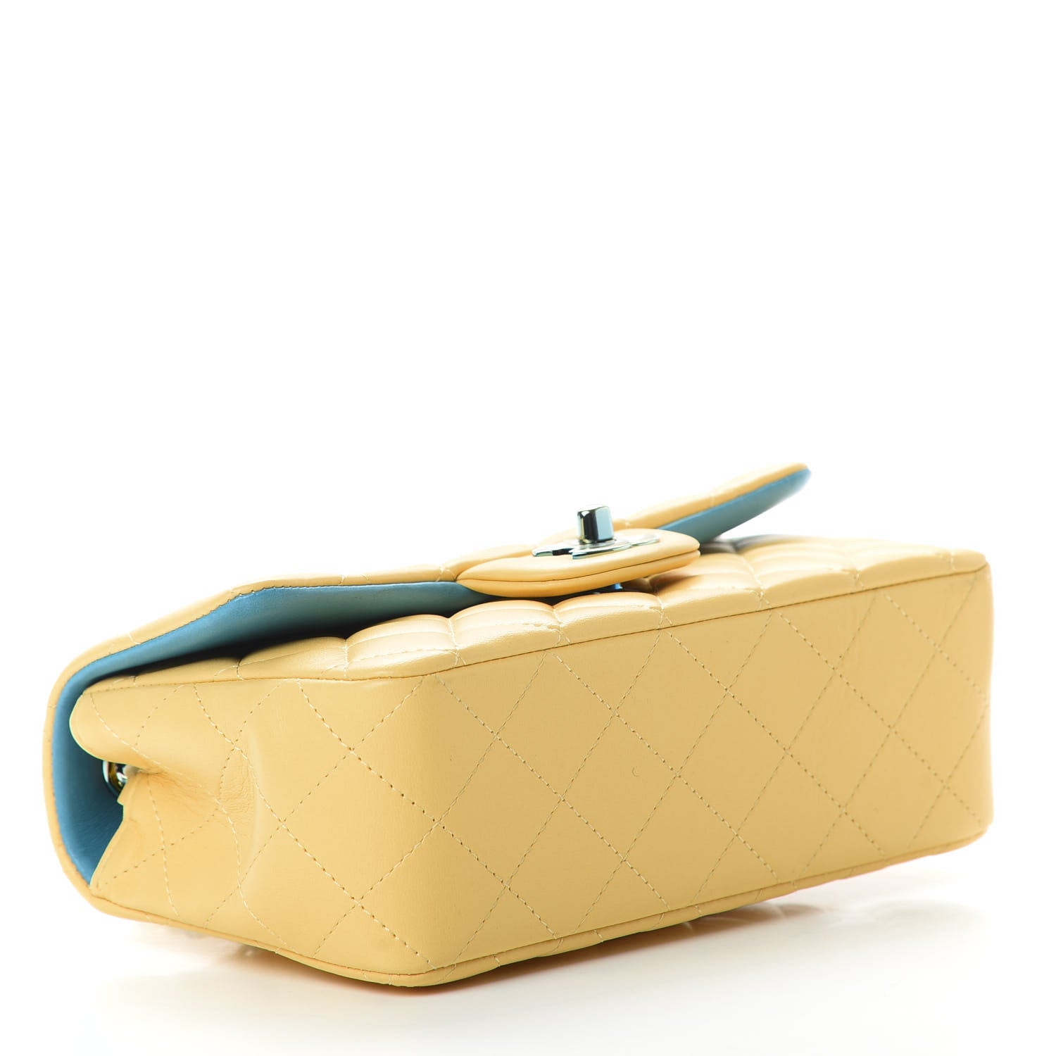 Chanel Lambskin Quilted Mini Rectangular Flap Yellow Blue 4 of 12