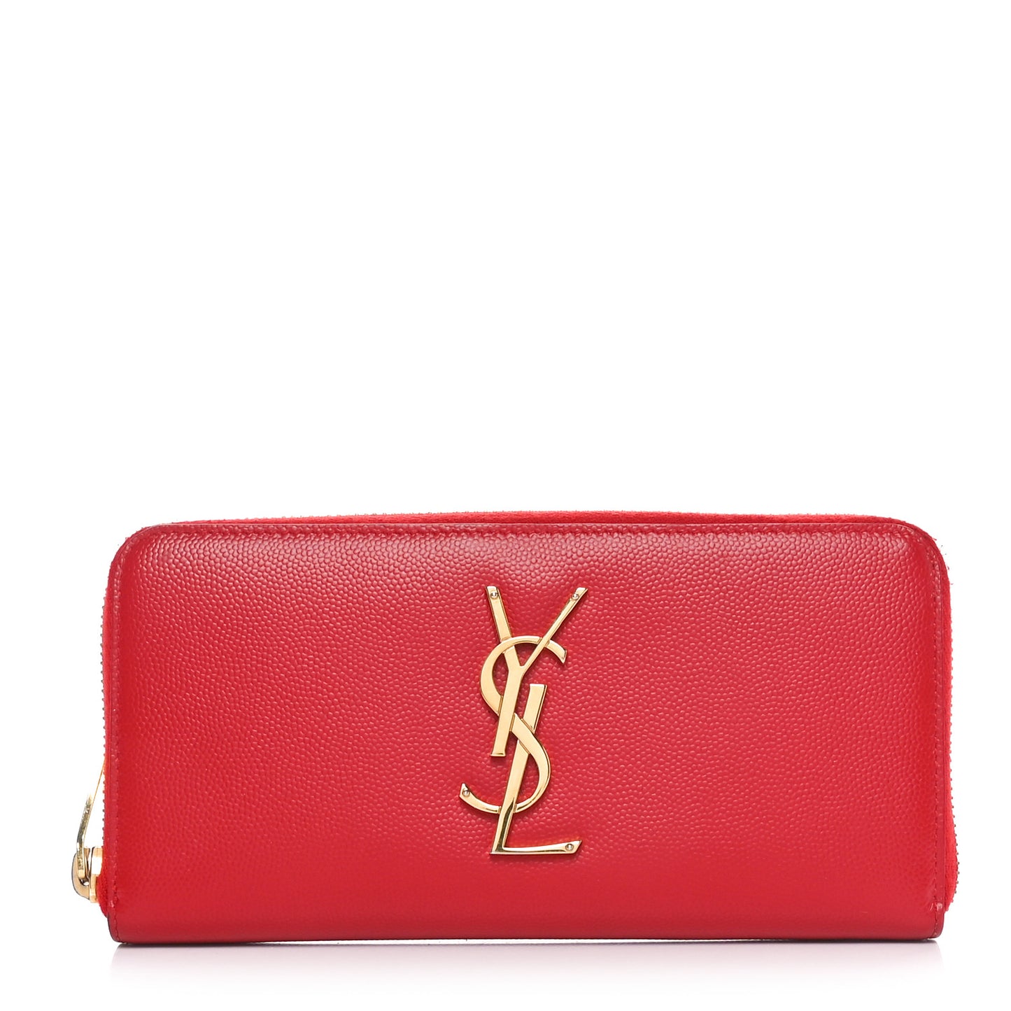 Grain De Poudre Matelasse Chevron Monogram Zip Around Wallet Red