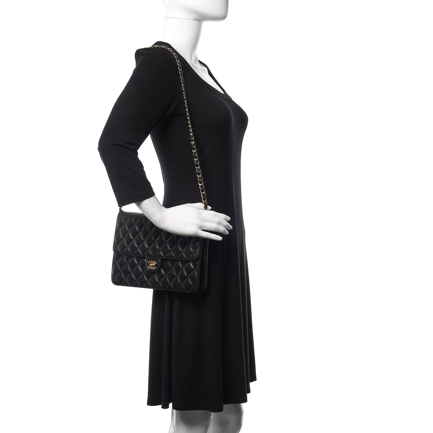 Lambskin Quilted Medium Single Flap Black