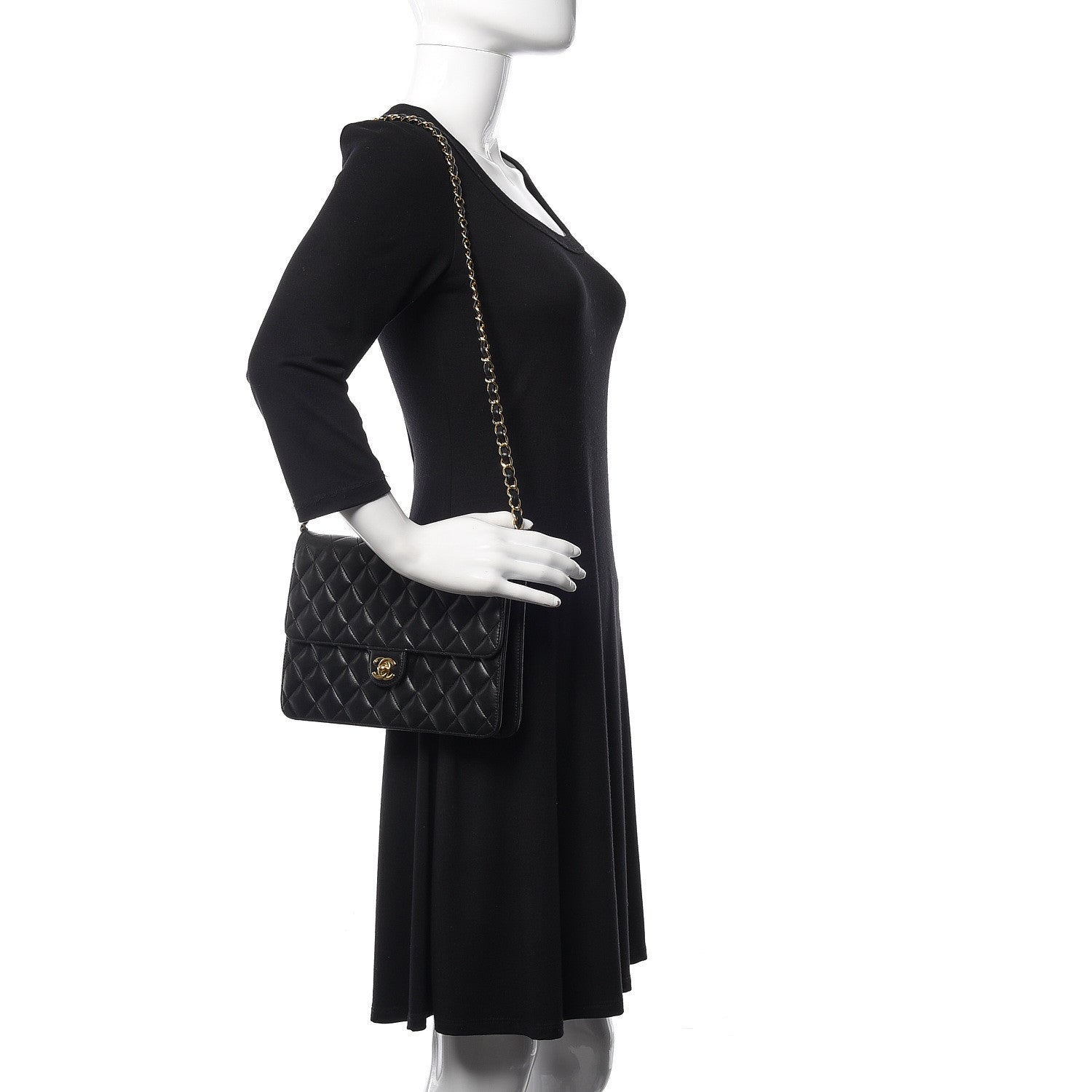 Chanel Lambskin Quilted Medium Single Flap Black 2 of 8