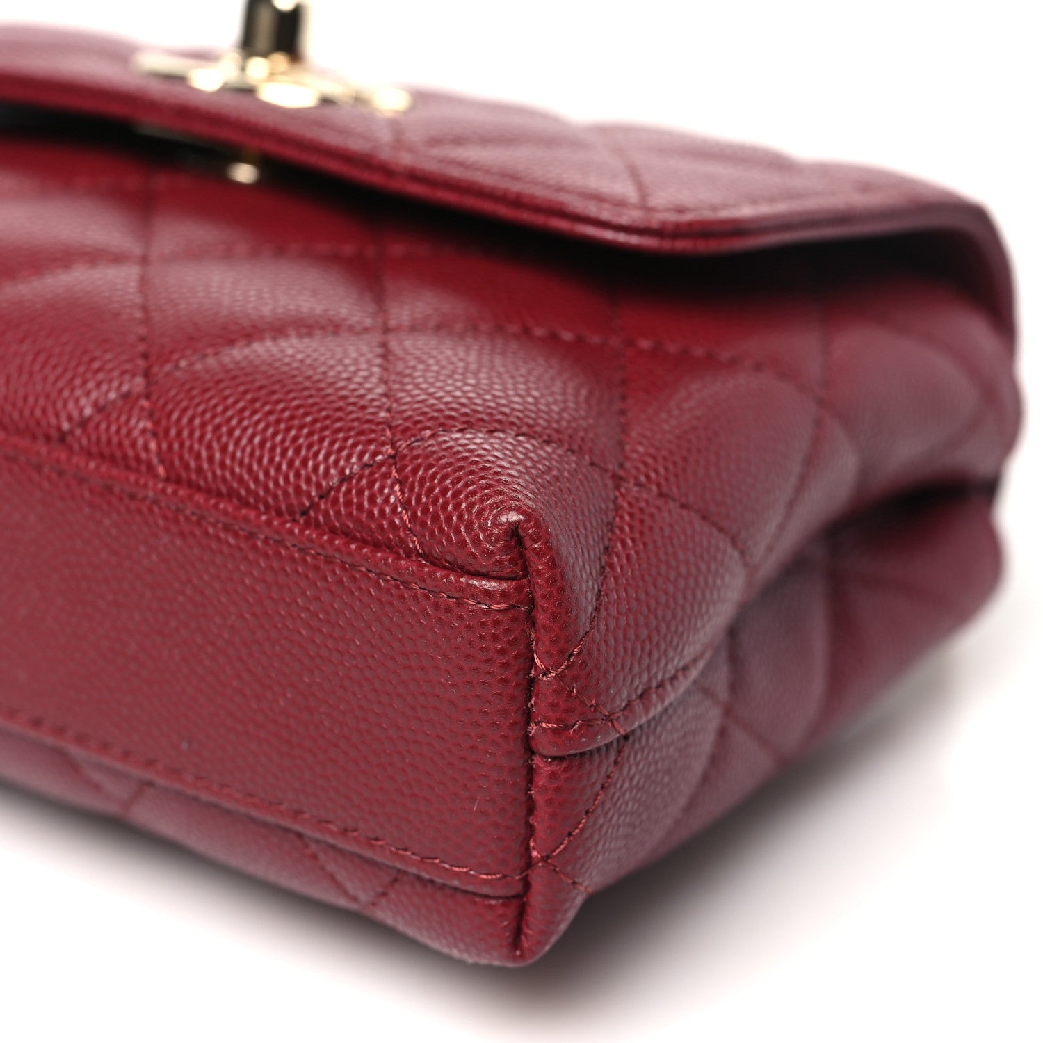 Chanel Caviar Quilted Coco Handle Clutch With Chain Burgundy 10 of 10