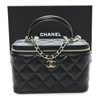 Chanel Lambskin Quilted Small Top Handle Vanity Case With Chain Black 12 of 12