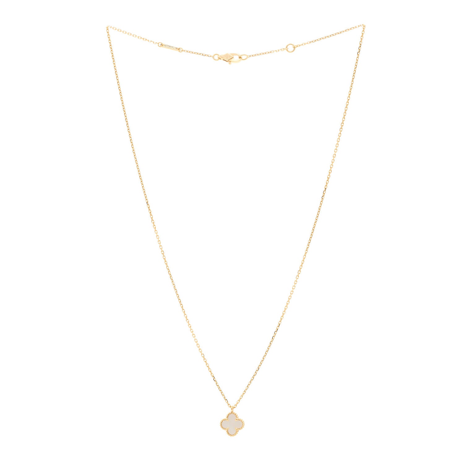 Van Cleef & Arpels 18K Yellow Gold Mother of Pearl Sweet Alhambra Pendant Necklace 3 of 5