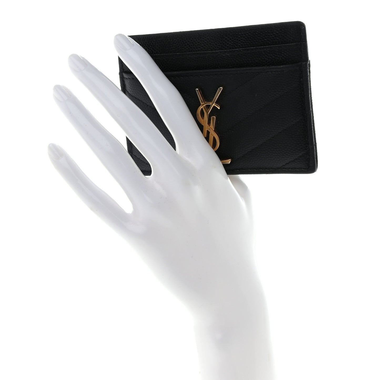 Grain De Poudre Matelasse Chevron Monogram Credit Card Case Black