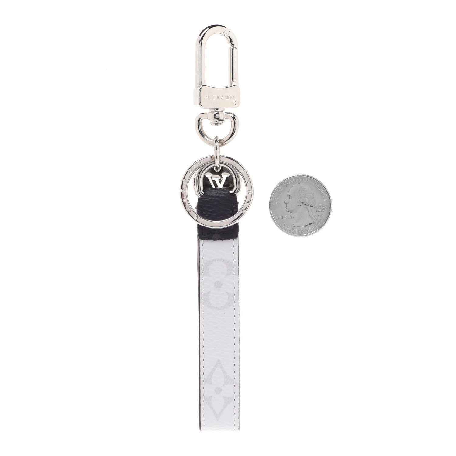 Louis Vuitton Monogram Eclipse White Slim Dragonne Bag Charm Key Holder 2 of 5