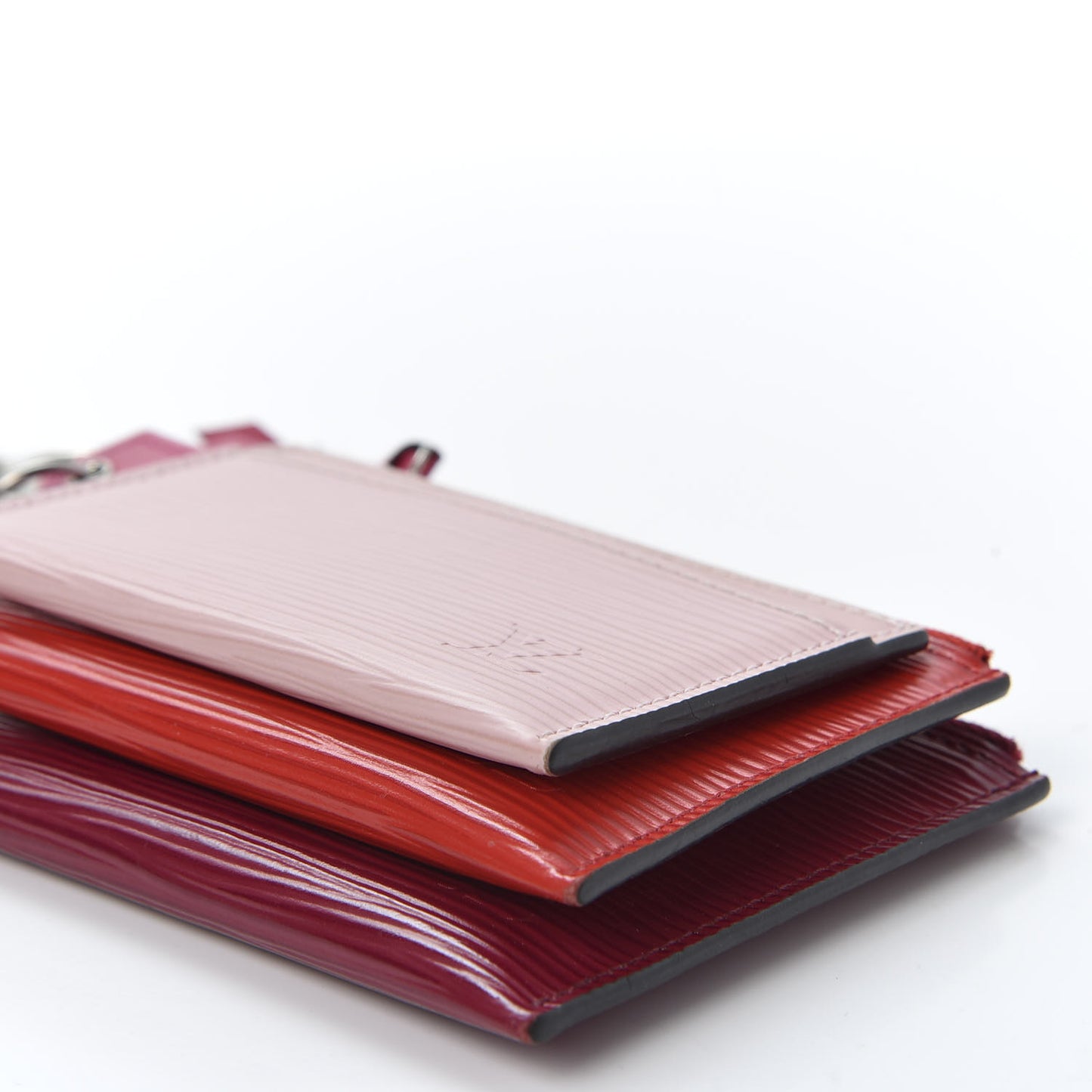 Epi Trio Card Case Wallet Rose Ballerine Rouge Fuchsia