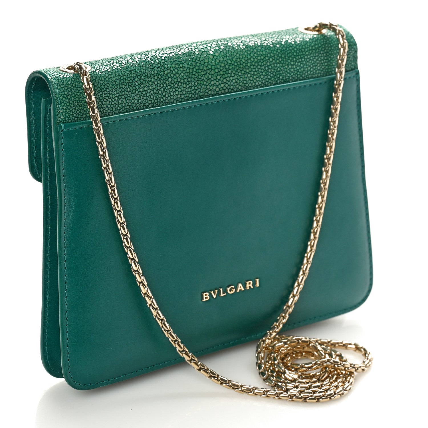 Bulgari Galuchat Calfskin Serpenti Forever Crossbody Bag Green 3 of 10