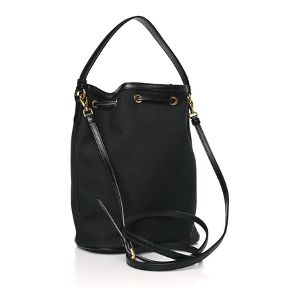 Prada Jacquard Logo Mini Bucket Crossbody Bag Black 4 of 9