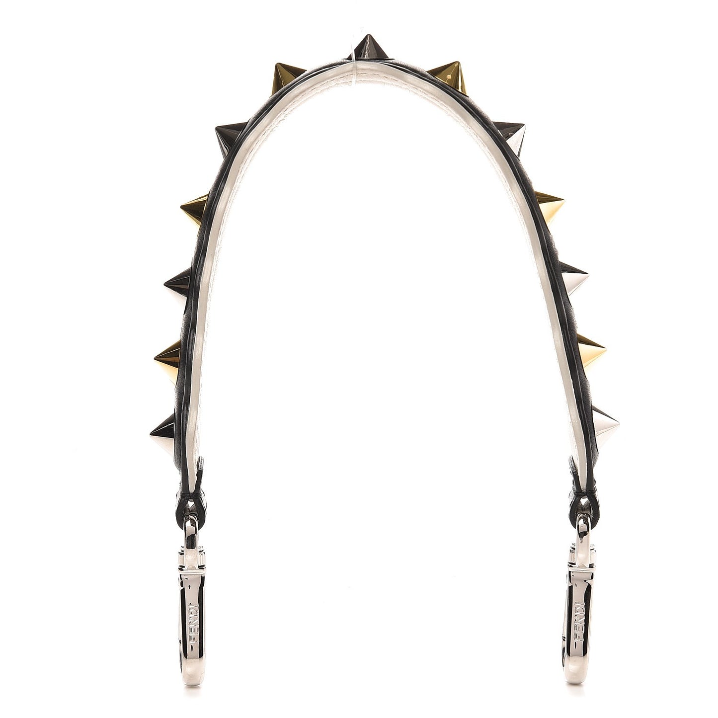 Calfskin Studded Mini Strap You Black Gold Silver