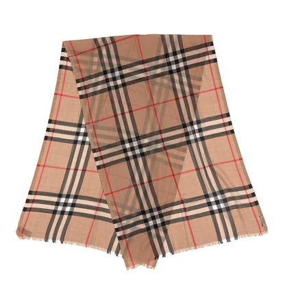 Burberry Wool Silk Gauze Giant Check Lightweight Scarf Archive Beige 2 of 3