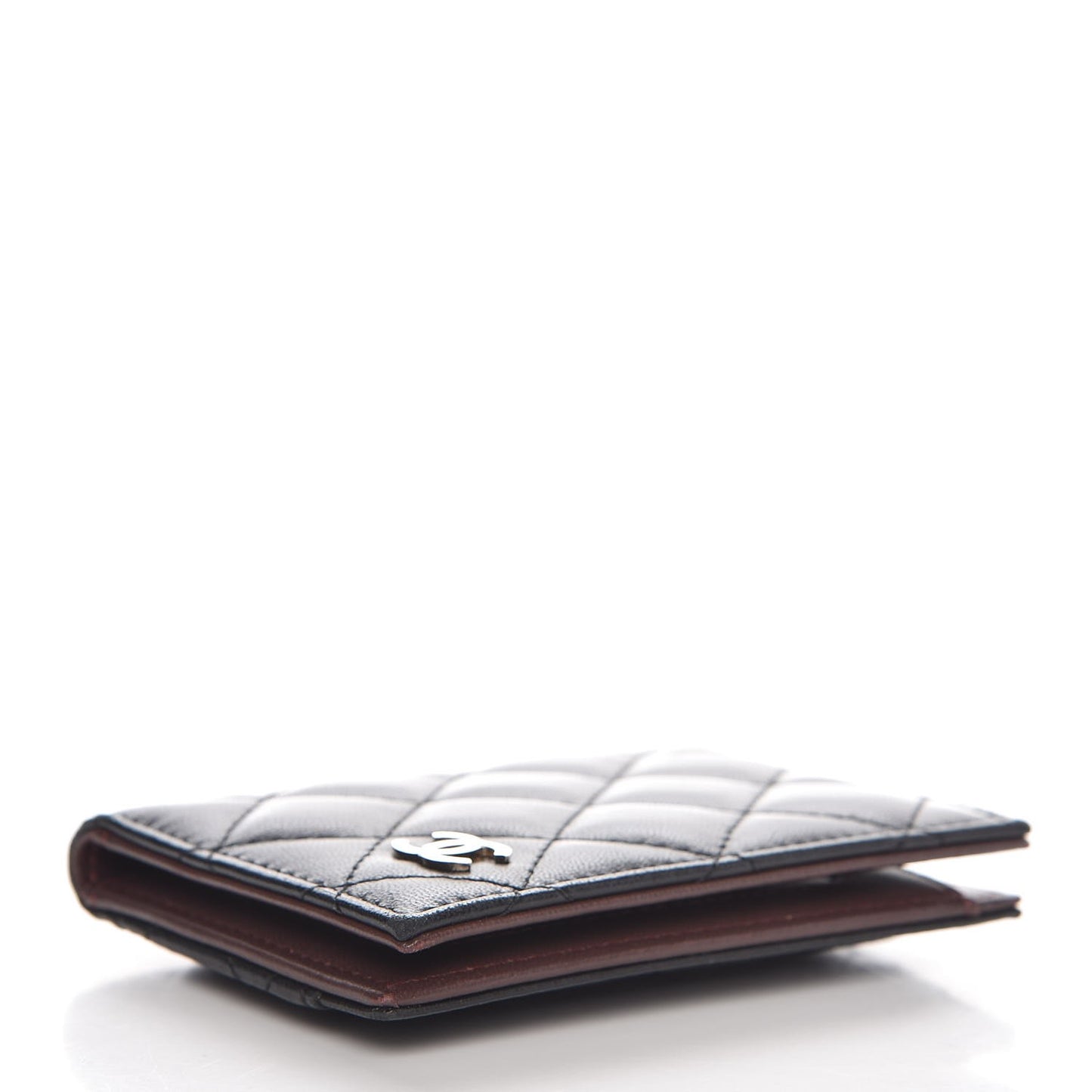 Lambskin Quilted Card Holder Wallet Black