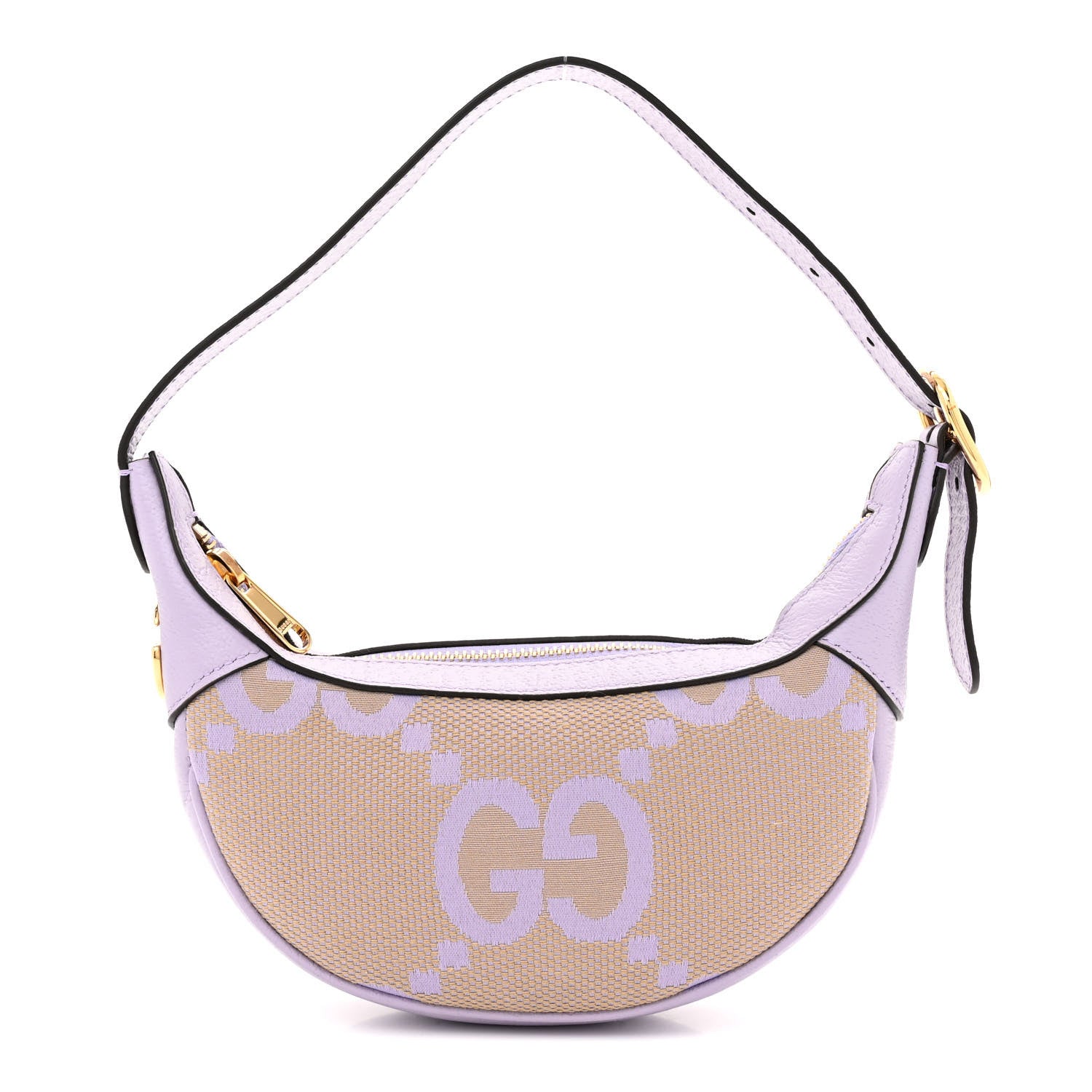 Gucci Monogram Jumbo GG Textured Dollar Calfskin Mini Ophidia Half Moon Hobo Beige Lapis 1 of 11