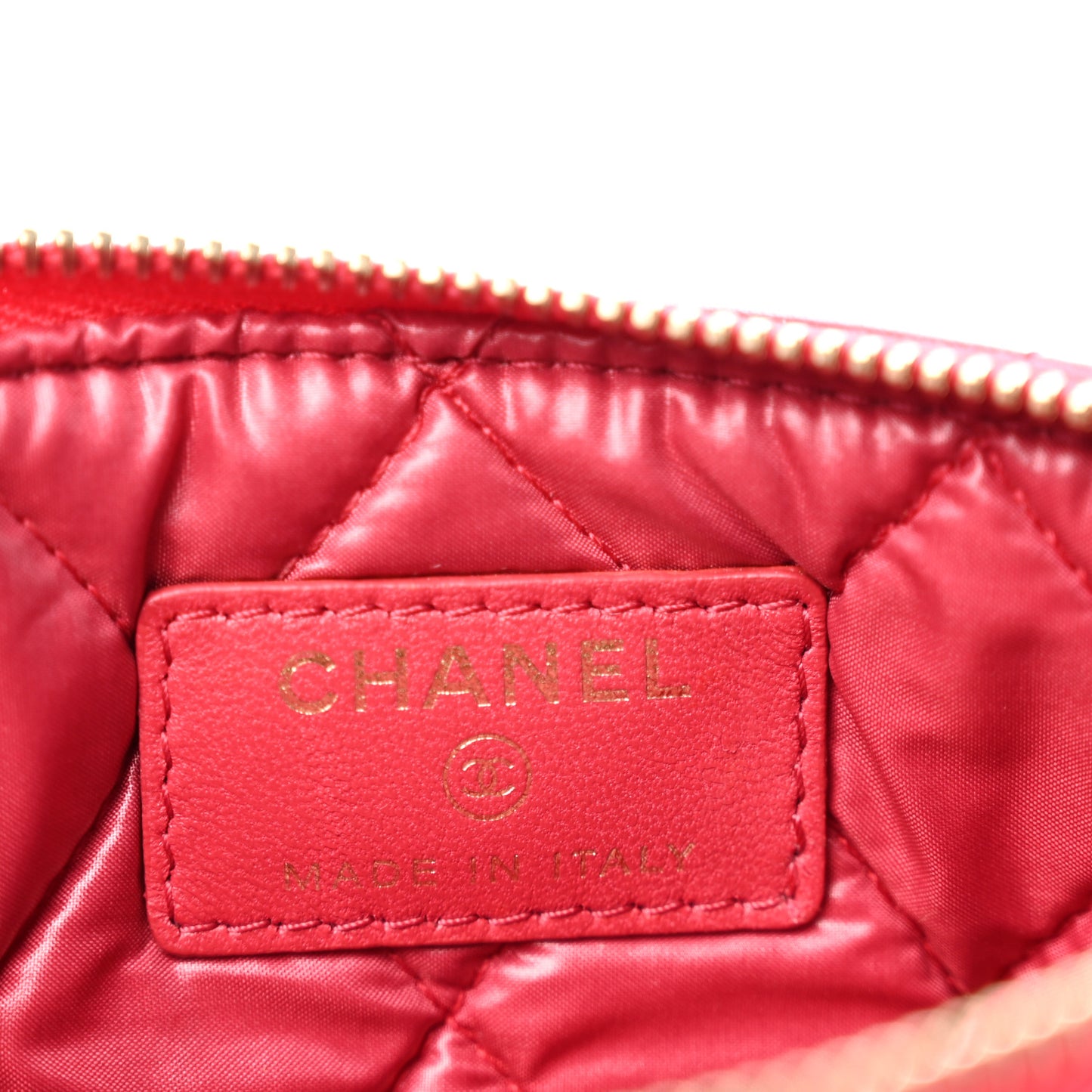 Lambskin Quilted Small Cosmetic Case Red