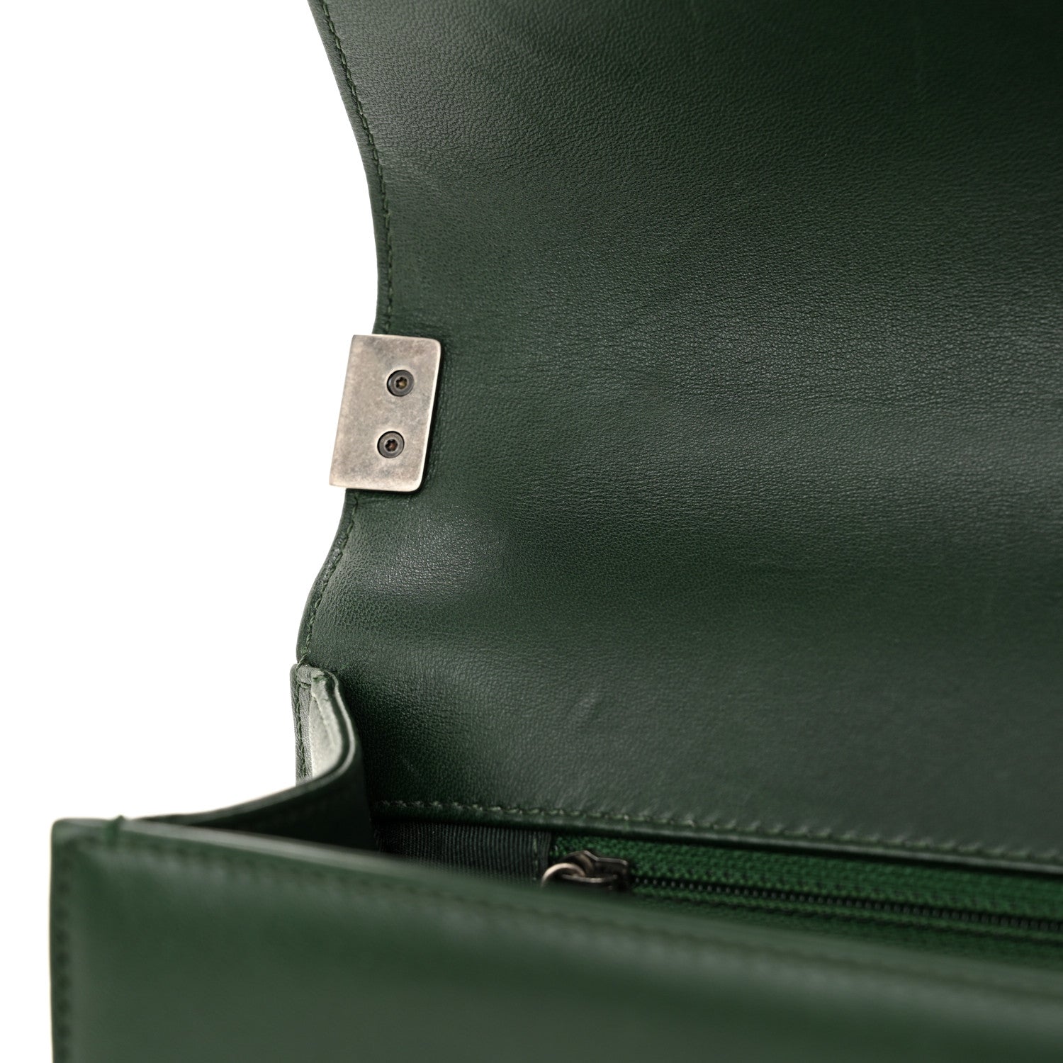 Chanel Lambskin Quilted New Medium Boy Flap Dark Green 12 of 15