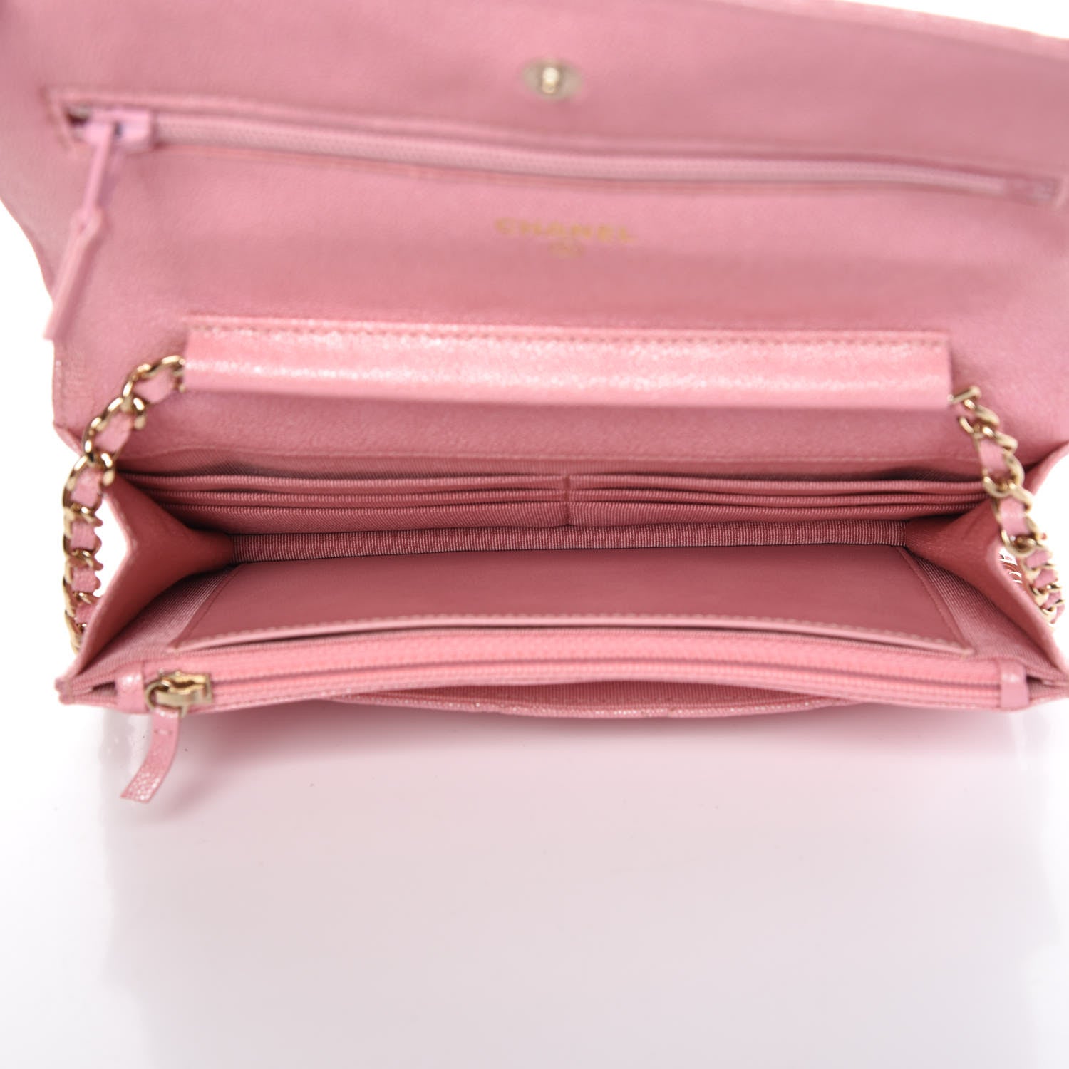 Chanel Iridescent Caviar Quilted Wallet on Chain WOC Rose Pink 7 of 11