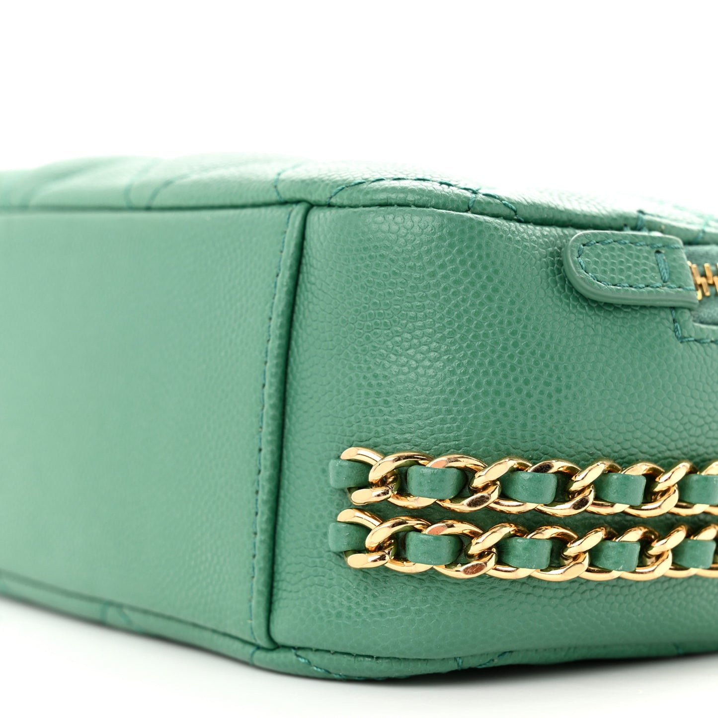 Caviar Quilted Mini CC You Camera Case Dark Green