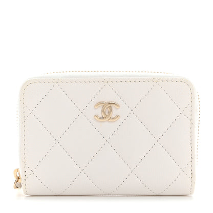 Chanel Caviar Quilted Zip Coin Purse White 1 of 8