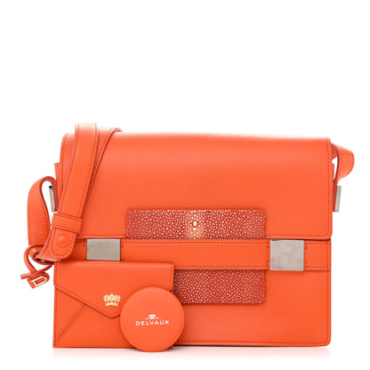 Delvaux Calfskin Galuchat Madame Shoulder Bag Orange 1 of 13
