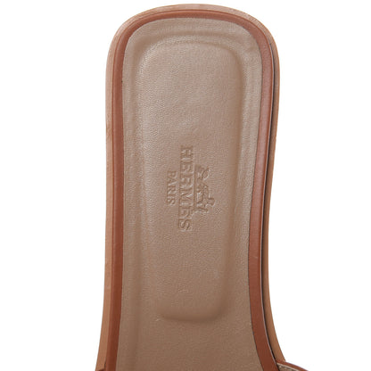Hermes Box Calfskin Oran Sandals 39.5 Gold 7 of 10