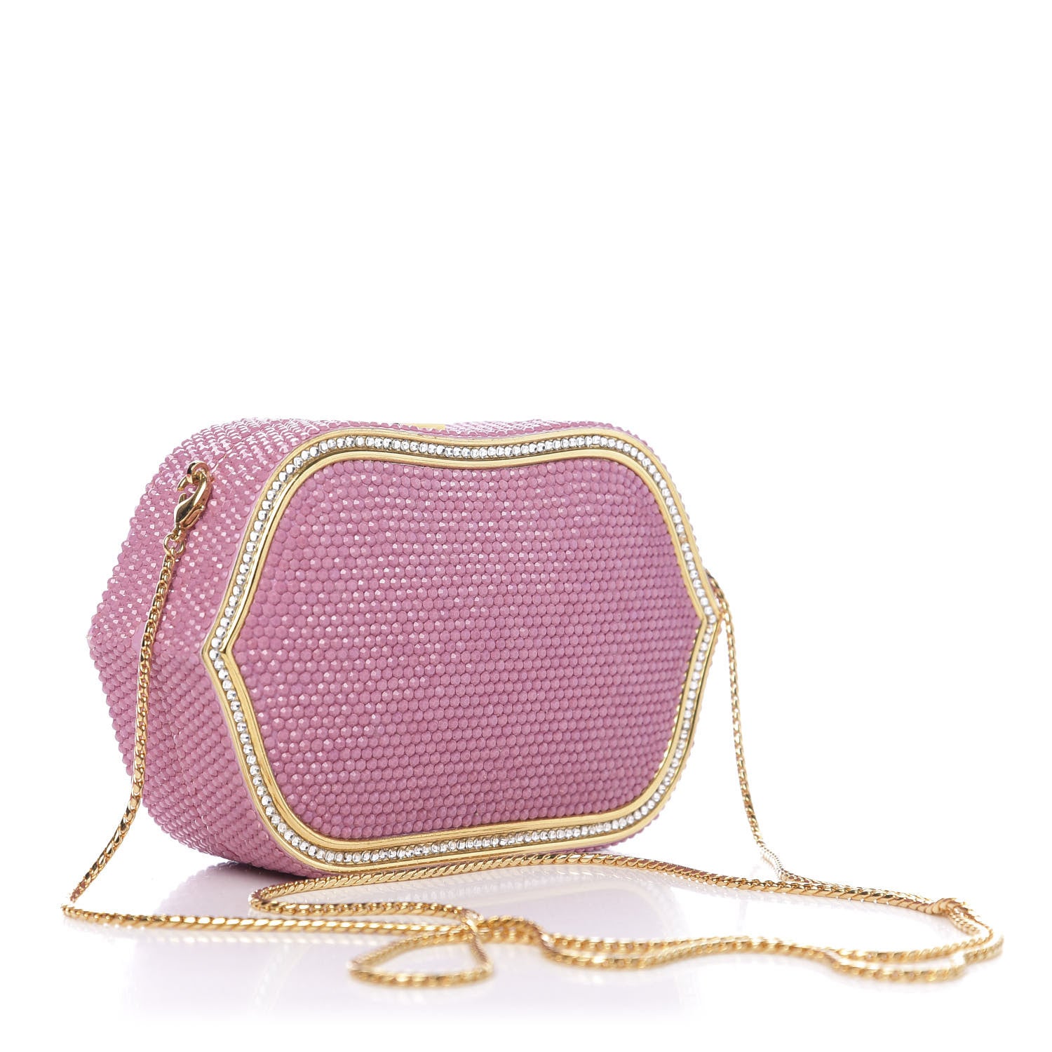 Judith Leiber Swarovski Crystal Minaudiere Clutch Pink 3 of 16