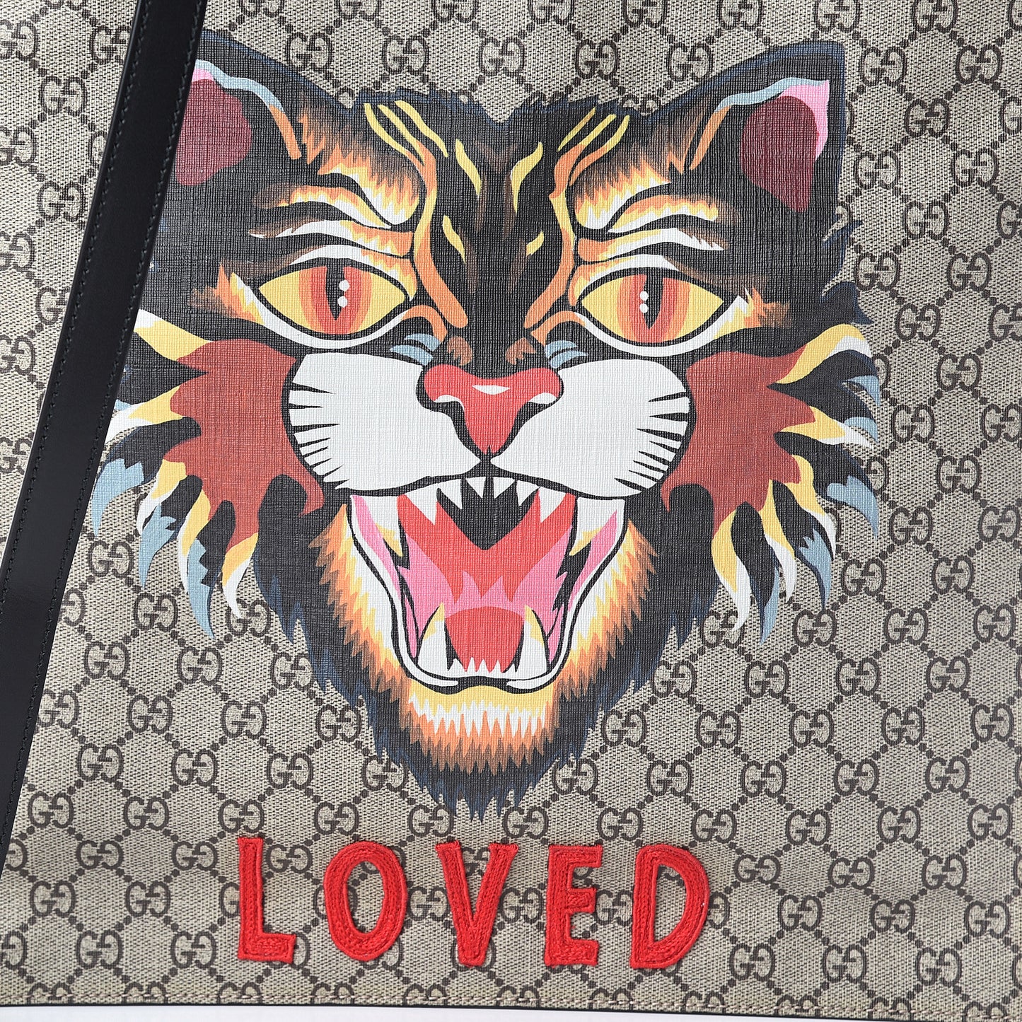 GG Supreme Monogram Angry Cat Vertical Tote