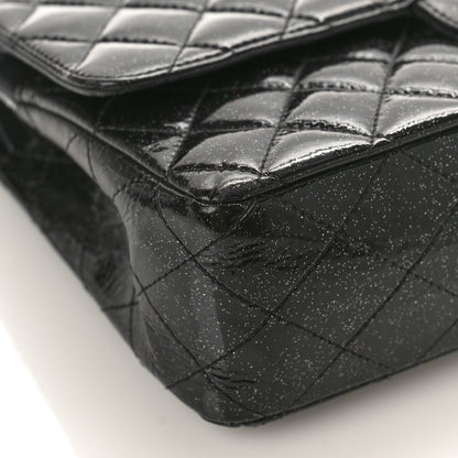Chanel Patent Quilted Sparkle Glitter Medium Double Flap Black 7 of 14