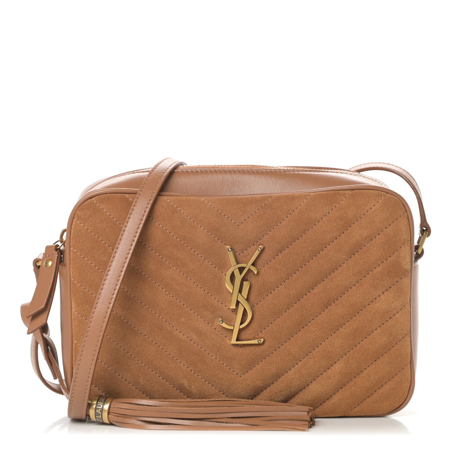 Suede Matelasse Monogram Lou Camera Bag Cinnamon