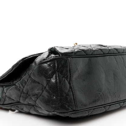 Chanel Crumpled Grained Calfskin Medium Coco Pleats Messenger Flap Black 10 of 11