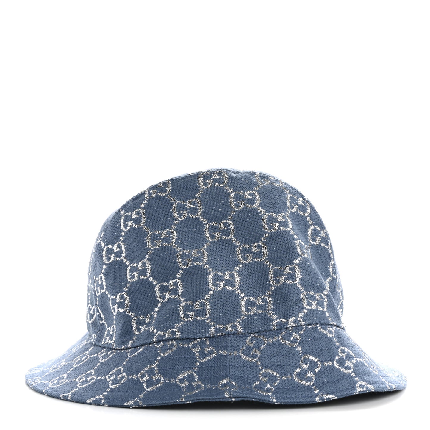 Canvas Lame GG Monogram Bucket Hat S Light Blue Silver