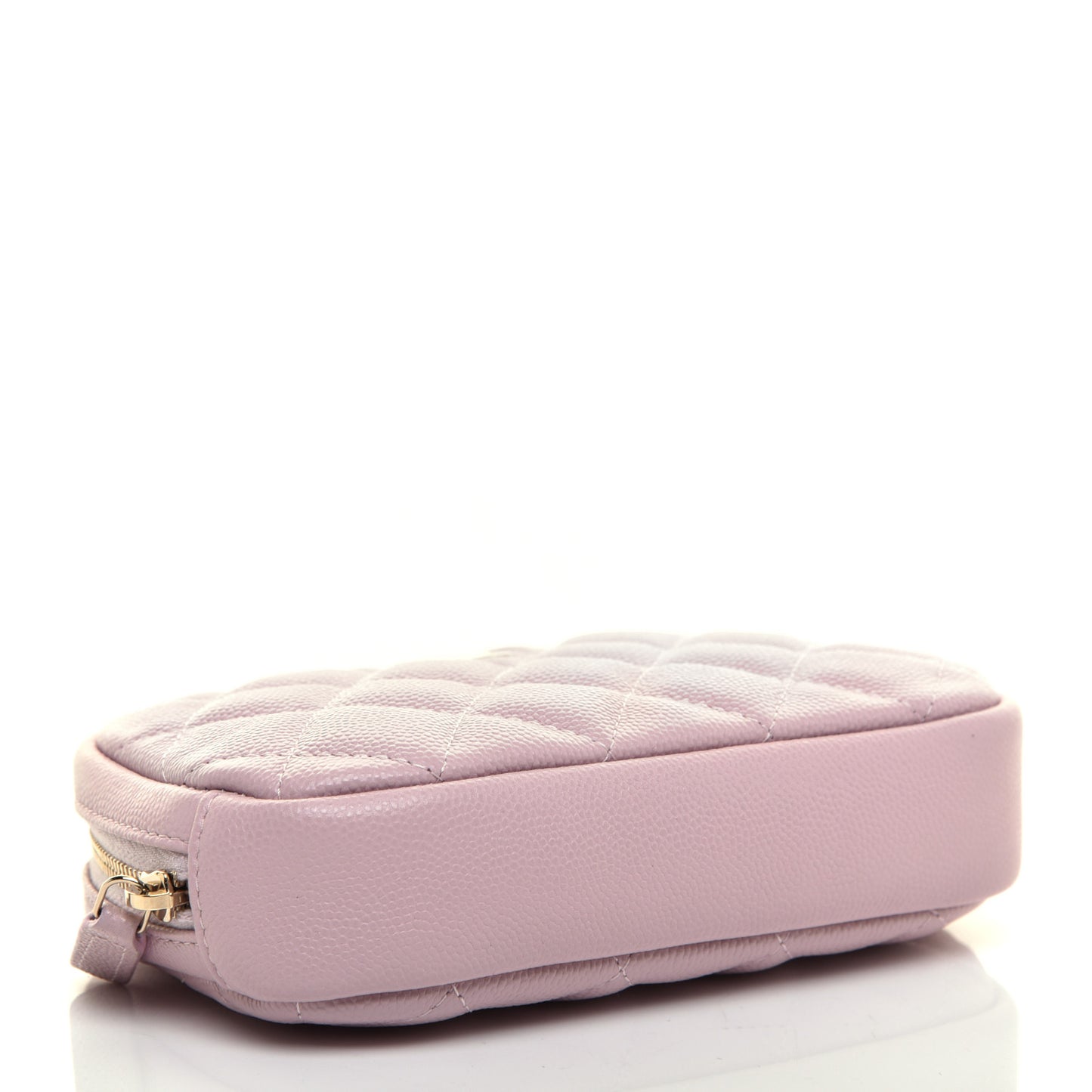 Caviar Quilted Small Curvy Pouch Cosmetic Case Light Pink