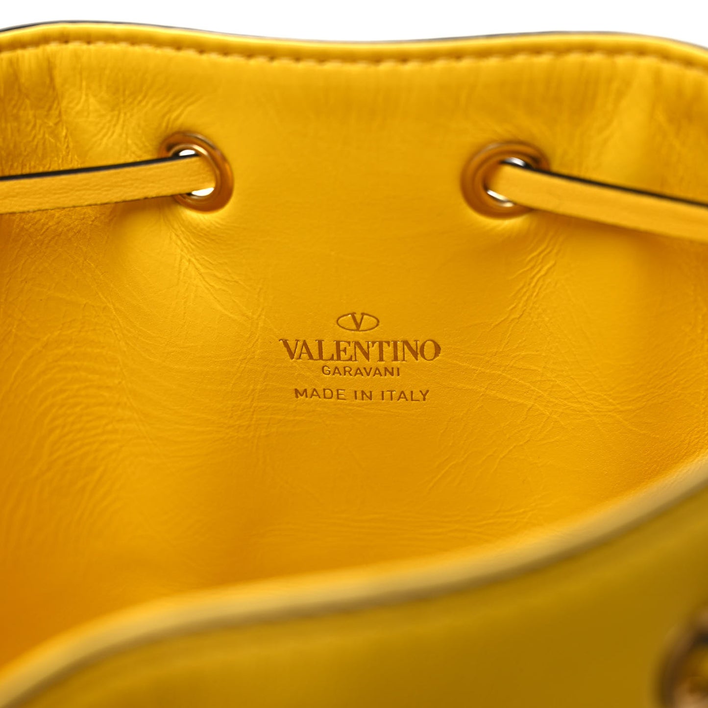 Nappa Mini VLogo Signature Chain Bucket Bag Bright Lemon