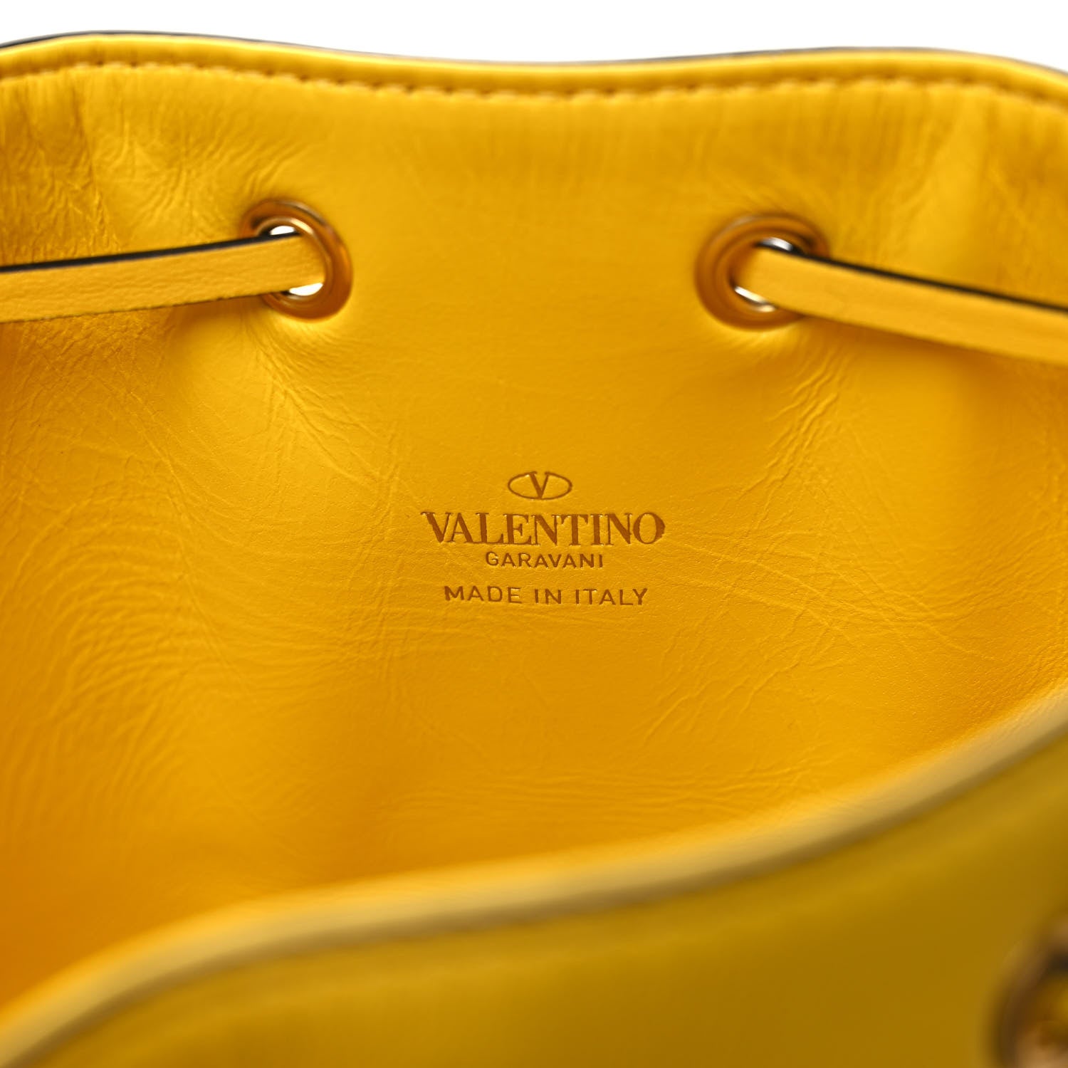 Valentino Garavani Nappa Mini VLogo Signature Chain Bucket Bag Bright Lemon 6 of 8