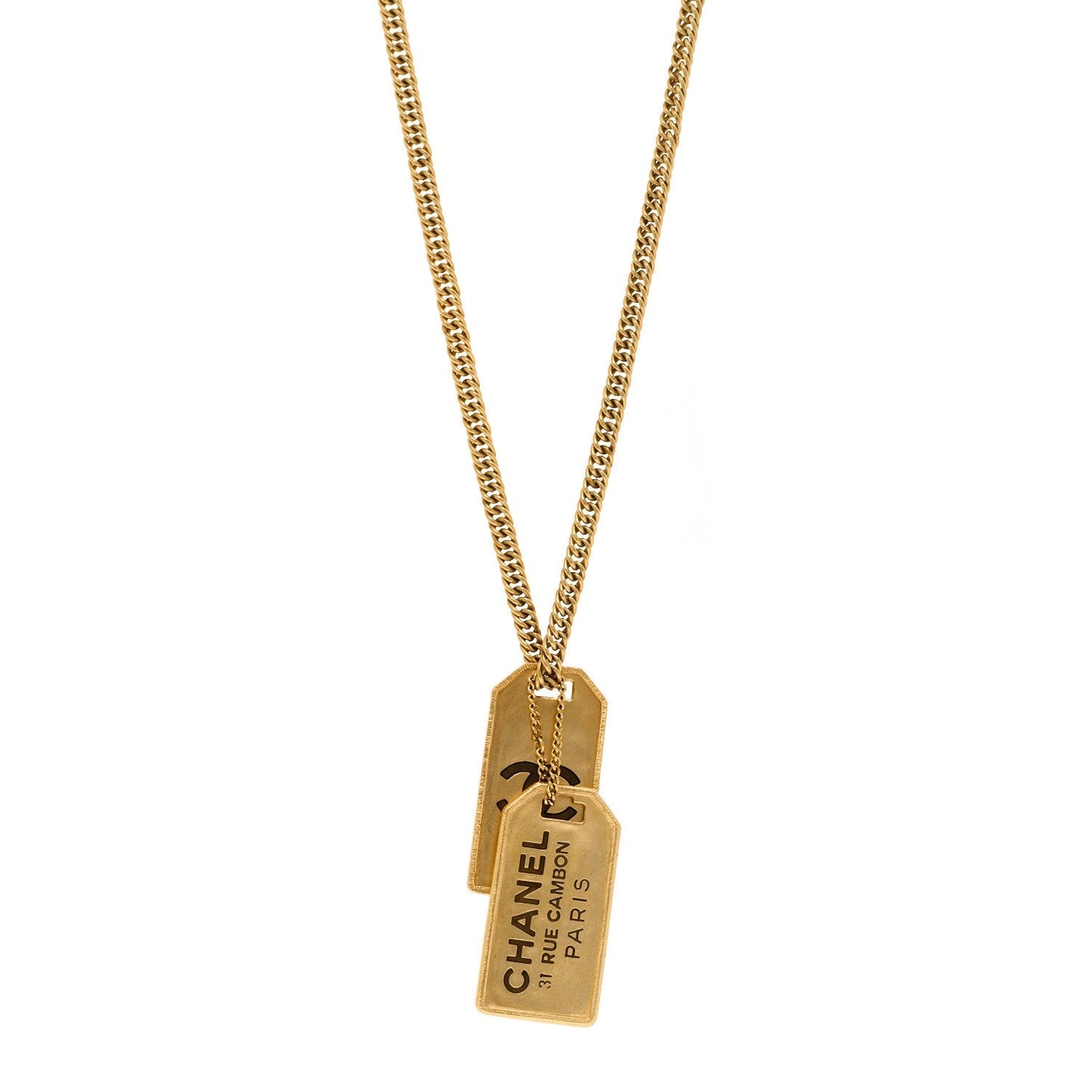 ID Dog Tag Charm Necklace Gold