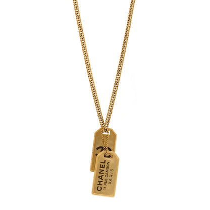 Chanel ID Dog Tag Charm Necklace Gold 1 of 4