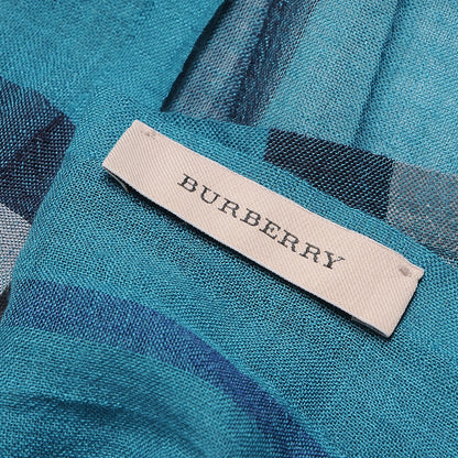 Burberry Wool Silk House Check Lightweight Scarf Blue 4 of 7