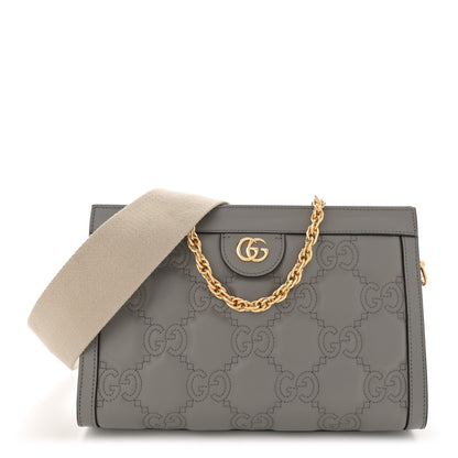 Gucci Calfskin GG Matelasse Small Slim Chain Shoulder Bag Dusty Grey Natural 1 of 10