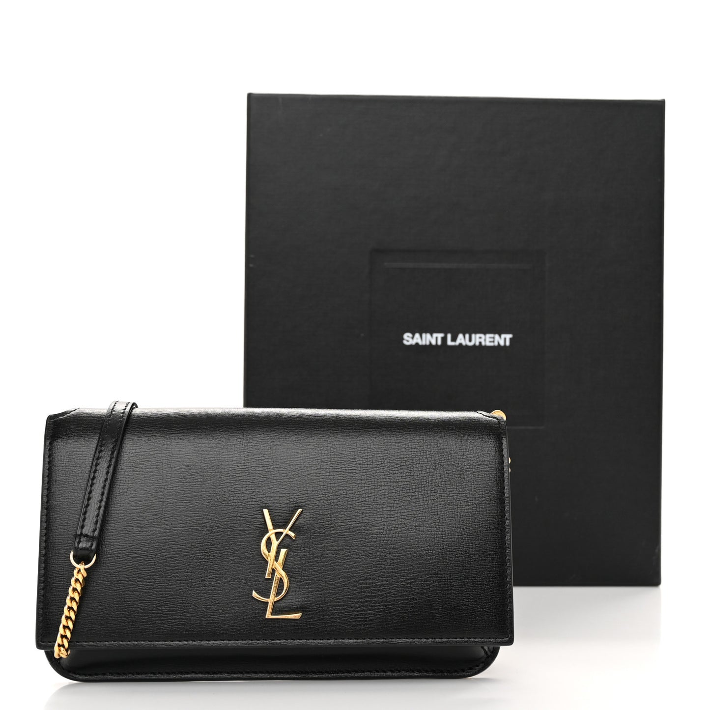 Smooth Calfskin Monogram Phone Holder Crossbody Black