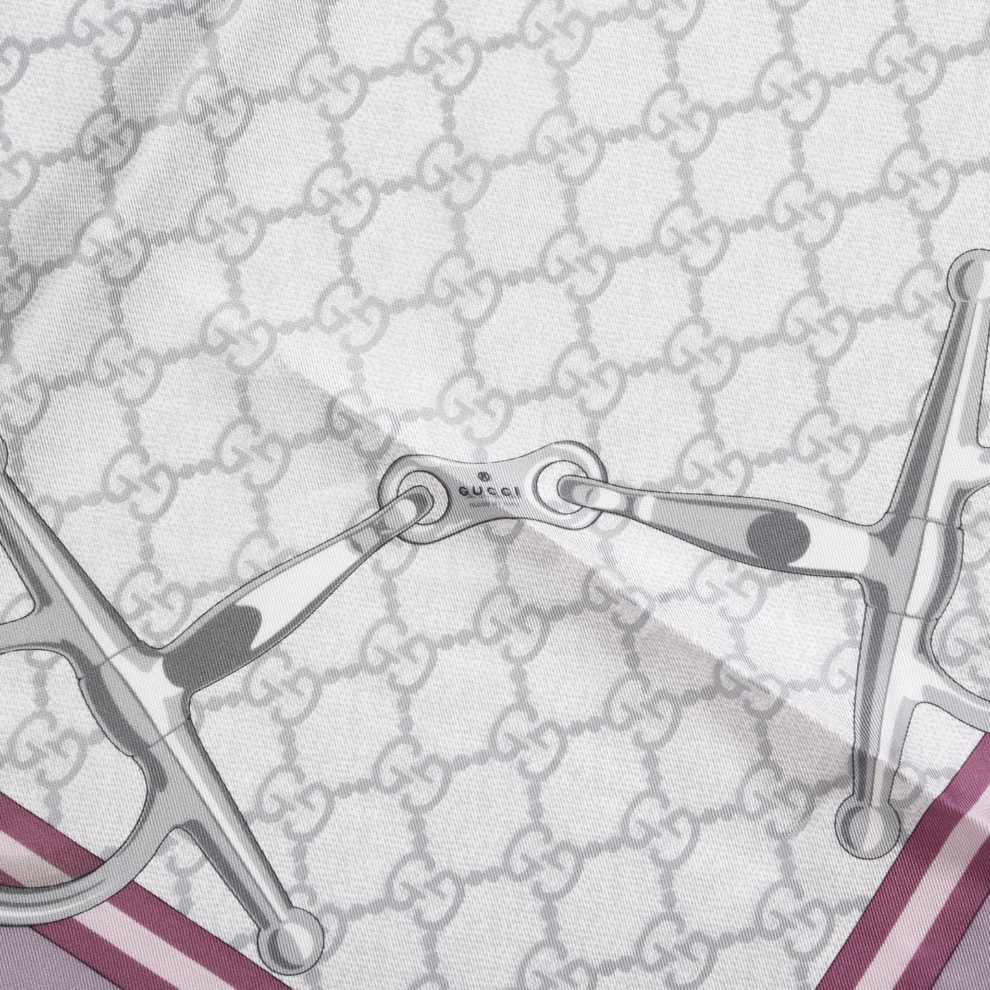 Silk Monogram Horsebit Square Scarf Purple