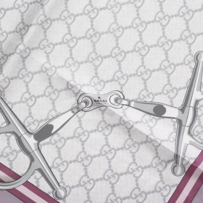 Gucci Silk Monogram Horsebit Square Scarf Purple 4 of 7