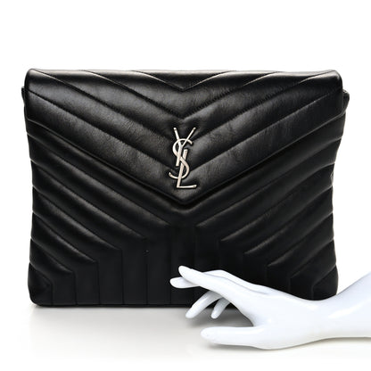 Saint Laurent Calfskin Y Quilted Monogram Loulou Document Holder Black 4 of 25
