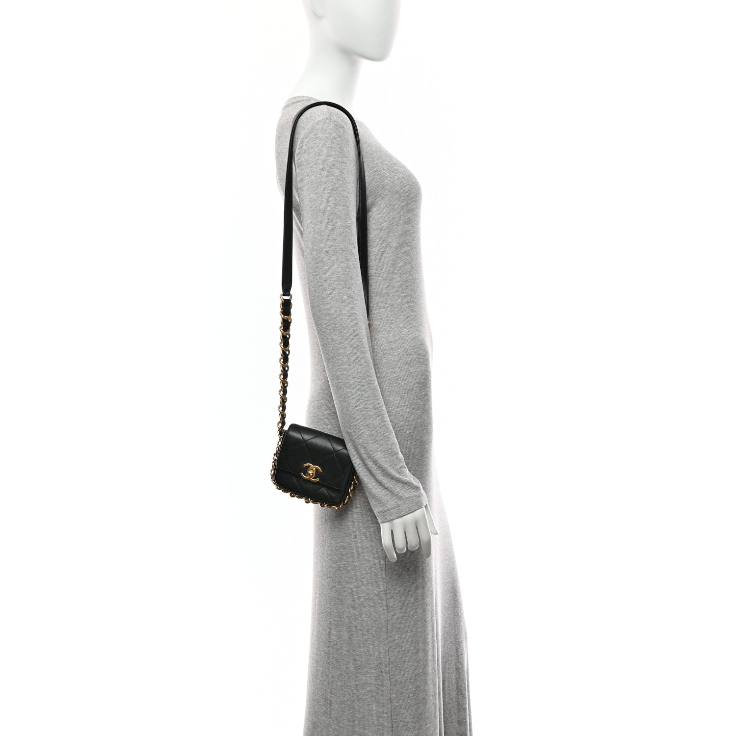 Chanel Calfskin Quilted Mini Framing Chain Bag Black 2 of 10