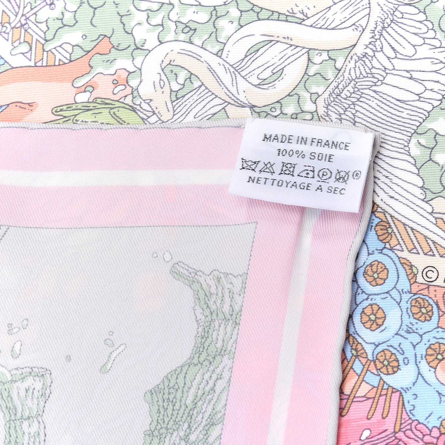 Hermes Silk Vintage Ex Libris Atlantis Scarf 70 Gris Perle Rose Pale 3 of 4
